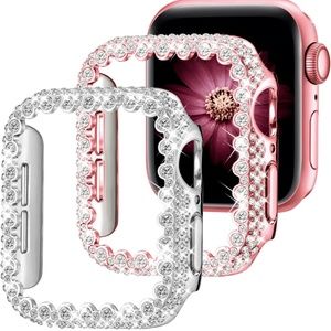 2 Pack Bling Lace Case Compatible with for Apple Watch Case 41mm Series 7